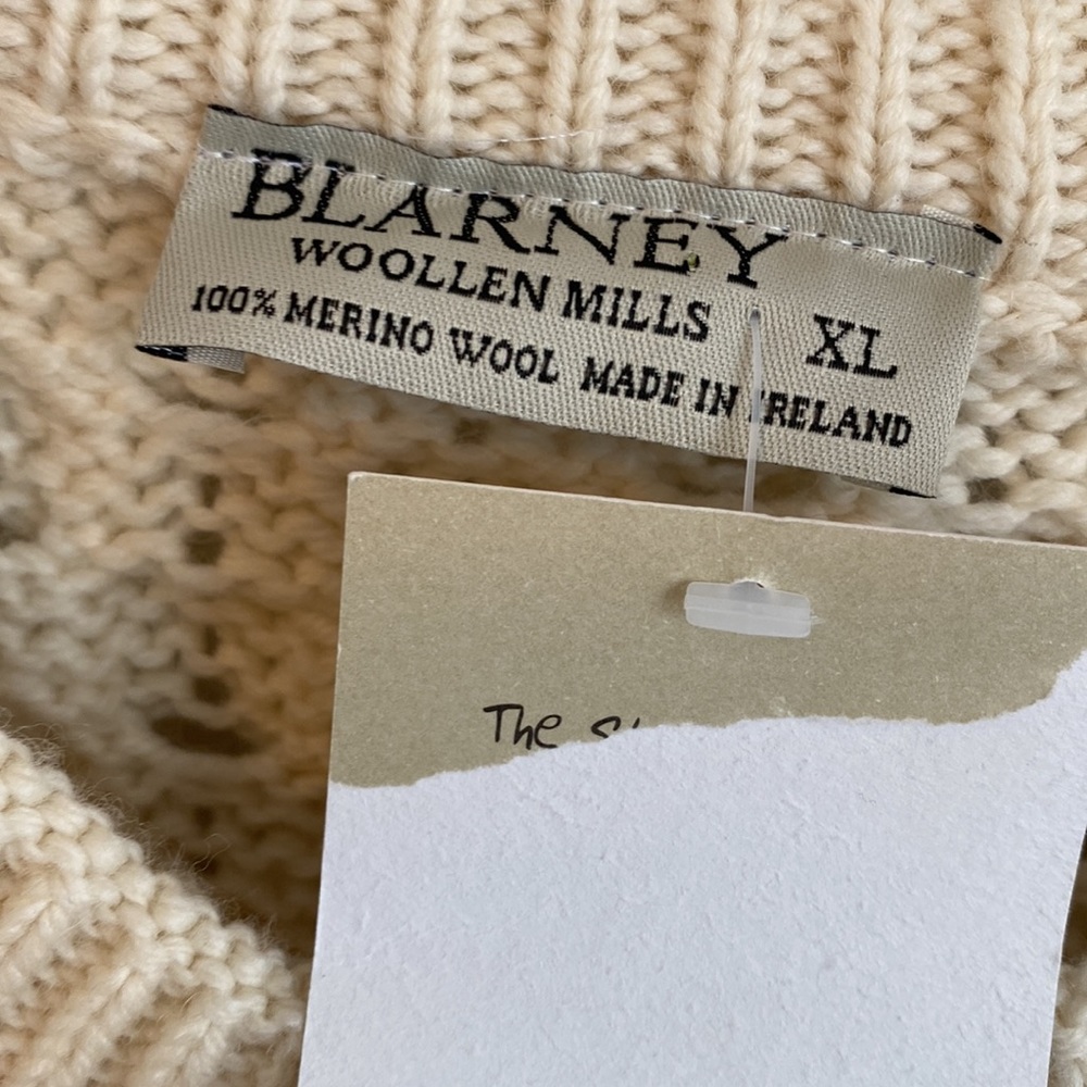 Blarney Woolen Mills Cream Wool Aran Sweater - Picture 9 of 10